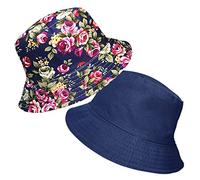 TOSKATOK® Anti UV UPF 50+ Bob été Femmes réversible à Fleurs Coton-Taille Unique-Navy