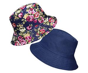 TOSKATOK® Anti UV UPF 50+ Bob été Femmes réversible à Fleurs Coton-Taille Unique-Navy