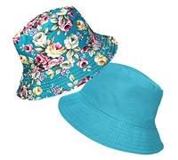 TOSKATOK® Anti UV UPF 50+ Bob été Femmes réversible à Fleurs Coton-Taille Unique-Turq
