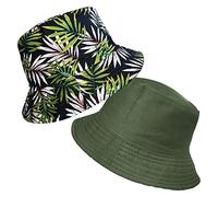 TOSKATOK® Anti UV UPF 50+ Bob été Unisexe Hommes Femmes Feuille de Palmier Tropical Coton-Taille Unique-Olive