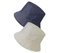 TOSKATOK® Anti UV UPF 50+ Bob Été Unisexe Hommes Femmes Réversible Coton Melange-Navy/Stone
