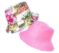 TOSKATOK® Anti UV UPF 50+ Bob réversible pour Femmes à Fleurs rétro en Coton-Pink