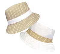 TOSKATOK® Anti UV UPF 50+ Bob réversible pour Femmes à Pois en Coton-Beige