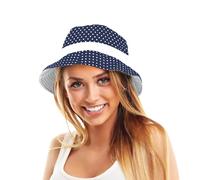 TOSKATOK® Anti UV UPF 50+ Bob réversible pour Femmes à Pois en Coton-Navy