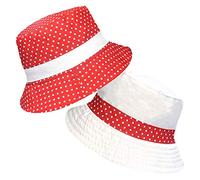 TOSKATOK® Anti UV UPF 50+ Bob réversible pour Femmes à Pois en Coton-Red