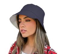 TOSKATOK® Anti UV UPF 50+ Bob réversible pour Femmes en Coton - 2 en 1-Navy/White