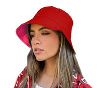 TOSKATOK® Anti UV UPF 50+ Bob réversible pour Femmes en Coton - 2 en 1-Red/Cerise