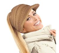 TOSKATOK Bonnet à visière pour Femme - Beige - Taille Unique