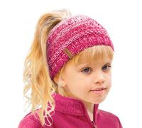 TOSKATOK Bonnet de queue-de-cheval en polaire thermique doublé de tissu Teddy pour fille, Taille unique
