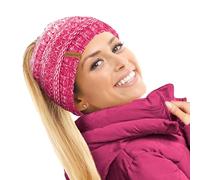TOSKATOK Bonnet de queue-de-cheval en polaire thermique pour femme doublé en polaire Teddy, Taille unique
