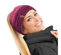 TOSKATOK Bonnet de queue-de-cheval en polaire thermique pour femme doublé en polaire Teddy, Taille unique