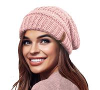 TOSKATOK Bonnet d'hiver en Tricot Souple et Chaud pour Femme avec Bonnet de Ski à Doublure Thermique en Velours Supersoft