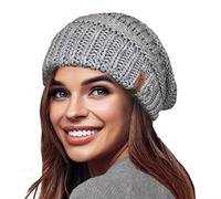 TOSKATOK Bonnet d'hiver en Tricot Souple et Chaud pour Femme avec Bonnet de Ski à Doublure Thermique en Velours Supersoft
