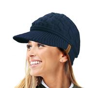 TOSKATOK Bonnet d'hiver en Tricot torsadé Chaud R80 Teddy pour Femme- Taille Unique-Bleu Marine