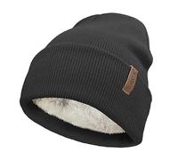 TOSKATOK Bonnet en Tricot d'hiver Doux et Chaud Unisexe pour Femme et Homme avec Doublure en Polaire Thermique Douce - Taille Unique -Black