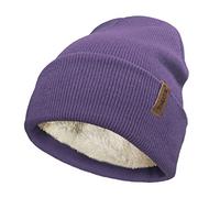 TOSKATOK Bonnet en Tricot d'hiver Doux et Chaud Unisexe pour Femme et Homme avec Doublure en Polaire Thermique Douce - Taille Unique -Purple