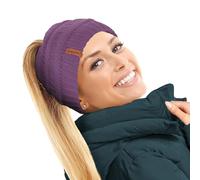 TOSKATOK Bonnet thermique en peluche pour femme avec doublure en polaire, violet, Taille unique