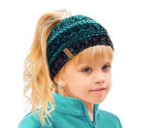 TOSKATOK Bonnet thermique en peluche pour fille avec doublure en polaire Bleu marine/bleu sarcelle