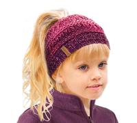 TOSKATOK Bonnet thermique pour fille avec doublure en polaire pour queue de cheval, Violet/Morello/Rose, 1 count (Pack of 1)