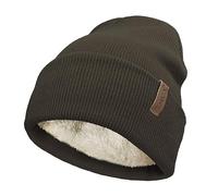 TOSKATOK Bonnet tricoté en laine pour femmes et hommes - Classique avec revers - Doux et chaud - Unisexe avec doublure en polaire thermique en peluche douce, vert olive, Taille unique