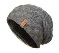TOSKATOK® Bonnet Unisexe Chaud pour Homme en Tricot texturé à Isolation Thermique avec Doublure en Polaire en Fausse Fourrure Confortable-Taille Unique-Gris Clair