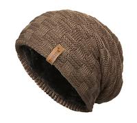 TOSKATOK® Bonnet Unisexe Chaud pour Homme en Tricot texturé à Isolation Thermique avec Doublure en Polaire en Fausse Fourrure Confortable-Taille Unique-Chameau