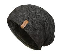 TOSKATOK® Bonnet Unisexe Chaud pour Homme en Tricot texturé à Isolation Thermique avec Doublure en Polaire en Fausse Fourrure Confortable-Taille Unique-Gris