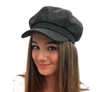 TOSKATOK® Casquette Bakerboy pour Dames Femmes, 8 Panneaux, Mélange de Laine Traditionnel-Charcoal
