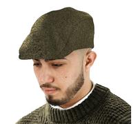 TOSKATOK® Casquette plate unie en laine mélangée pour homme, vert olive, Taille unique