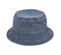 TOSKATOK Chapeau de pêcheur Chapeau de Seau et Soleil en Pur Coton délavé Protection Solaire UV Respirant Plage Vacances voyage-DENIM-58