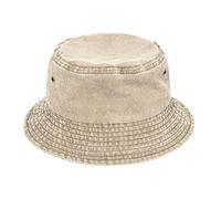 TOSKATOK Chapeau de pêcheur Chapeau de Seau et Soleil en Pur Coton délavé Protection Solaire UV Respirant Plage Vacances voyage-STONE-58