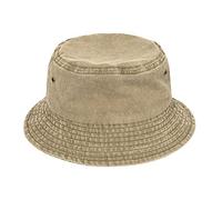 TOSKATOK Chapeau de pêcheur Chapeau de Seau et Soleil en Pur Coton délavé Protection Solaire UV Respirant Plage Vacances voyage-KHAKI-60