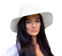 TOSKATOK Chapeau de Soleil d'été Pliable pour Femme-Taille Unique-Blanc