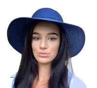 TOSKATOK Chapeau de Soleil d'été Pliable pour Femme-Taille Unique-Bleumarine