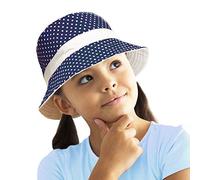 TOSKATOK Chapeau de Soleil réversible en Coton à Pois UPF 50+ pour Fille- Taille 54cm Bleumarine