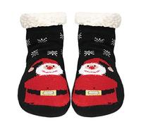TOSKATOK Chaussettes antidérapantes doublées en laine polaire Festive Xmas pour hommes, femmes, filles, garçons, famille