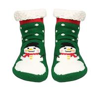 TOSKATOK Chaussettes antidérapantes doublées en laine polaire Festive Xmas pour hommes, femmes, filles, garçons, famille