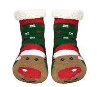 TOSKATOK Chaussettes antidérapantes doublées en laine polaire Festive Xmas pour hommes, femmes, filles, garçons, famille
