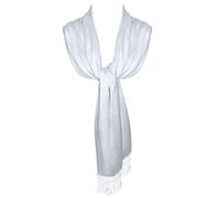 TOSKATOK Dames élégantes Paillettes étincelle soirée châle Pashmina Wrap étole avec Finition Gland-Taille Unique- Blanc