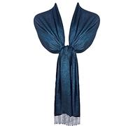 TOSKATOK Dames élégantes Paillettes étincelle soirée châle Pashmina Wrap étole avec Finition Gland-Taille Unique-Bleu Cosmique