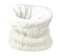 TOSKATOK Dames Femmes Hiver Rib Seed Stitch Beanie Bobble Chapeau avec Doublure en Polaire Confortable Chaud et Fausse Fourrure Pom Pom-Taille Unique-Ecru Echarpe