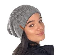 TOSKATOK Dames Hommes Unisexe Hiver Chaud Texturé Tricoté Beanie Bonnet avec Doublure en Polaire Douillette en Fausse Fourrure-Taille Unique-Gris Clair