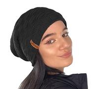 TOSKATOK Dames Hommes Unisexe Hiver Chaud Texturé Tricoté Beanie Bonnet avec Doublure en Polaire Douillette en Fausse Fourrure-Taille Unique-Noir