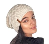 TOSKATOK® Dames Hommes Unisexe Hiver Chaud Texturé Tricoté Beanie Bonnet avec Doublure en Polaire Douillette en Fausse Fourrure, Blanc Crème, Taille unique