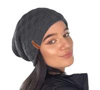 TOSKATOK Dames Hommes Unisexe Hiver Chaud Texturé Tricoté Beanie Bonnet avec Doublure en Polaire Douillette en Fausse Fourrure-Taille Unique-Gris
