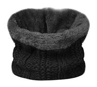 TOSKATOK Enfants Filles Hiver côtes Point de Graine Thermique Chaud Confortable Polaire doublé Cache-Cou Snood écharpe avec Chapeau Ensemble-Taille Unique-Echarpe Noir