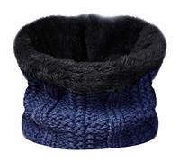 TOSKATOK Enfants Filles Hiver côtes Point de Graine Thermique Chaud Confortable Polaire doublé Cache-Cou Snood écharpe avec Chapeau Ensemble-Taille Unique-Echarpe Bleu