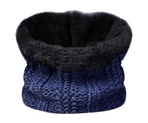 TOSKATOK Enfants Filles Hiver côtes Point de Graine Thermique Chaud Confortable Polaire doublé Cache-Cou Snood écharpe avec Chapeau Ensemble-Taille Unique-Echarpe Bleu