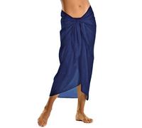 TOSKATOK Femmes Filles Sexy Couvre Plage élégante Robe Jupe jusqu'à Sarong en Couleurs Unies-Taille Unique-Navy