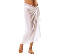 TOSKATOK Femmes Filles Sexy Couvre Plage élégante Robe Jupe jusqu'à Sarong en Couleurs Unies-Taille Unique-Blanc